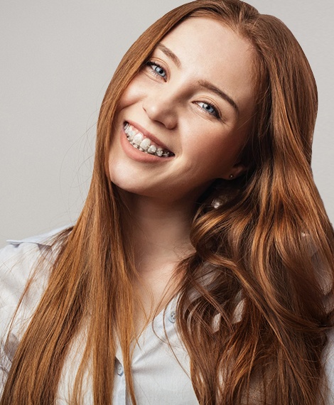Young woman smiling with braces in Henderson