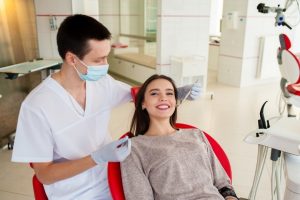 Woman in dental chair