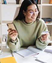 Woman using a credit card