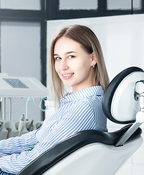 Woman smiling in dental chair