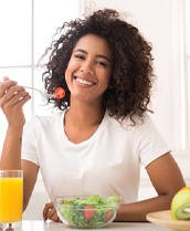 Woman eating a salad