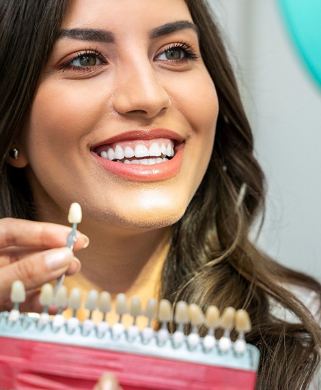 A woman with a white smile
