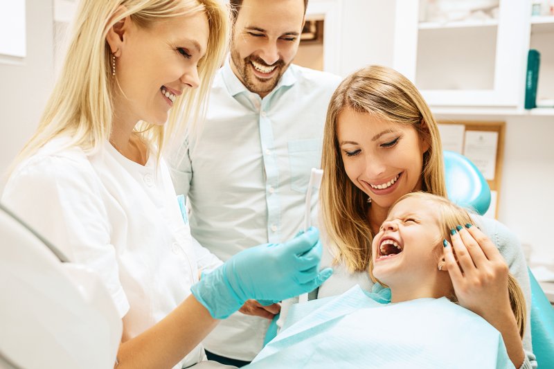 Family at dental office