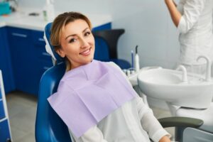 Woman smiling after her dental checkup